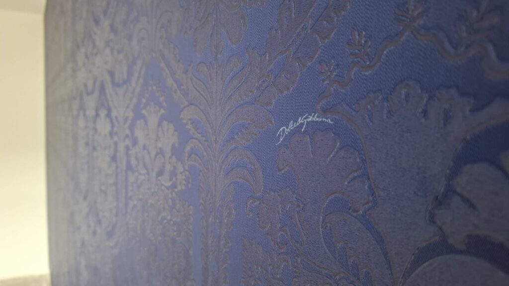 Blauw damastbehang